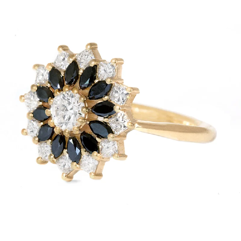 Dazzling Deals On Necklaces, Bracelets, And More Black and White Diamond Engagement Ring - Flower Diamond Cluster Ring Dazzling Deals On Necklaces, Bracelets, And More Black and White Diamond Engagement Ring - Flower Diamond Cluster Ring