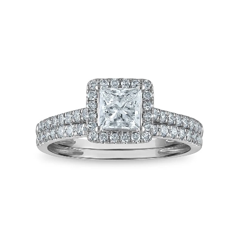 Flash Sale On Stunning Jewelry – Don't Miss Out EcoLove 1-1/4 CTW Lab Grown Diamond Halo Bridal Set in 10KT Gold