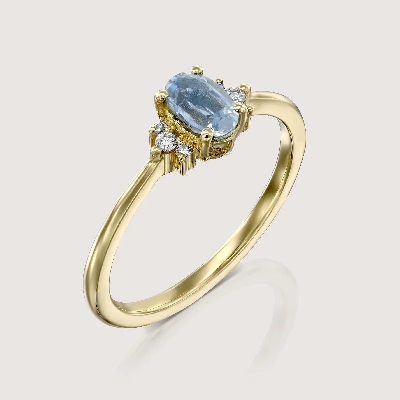 Affordable Elegance – Premium Jewelry At Special Prices Ella Ring with Aquamarine and Diamonds