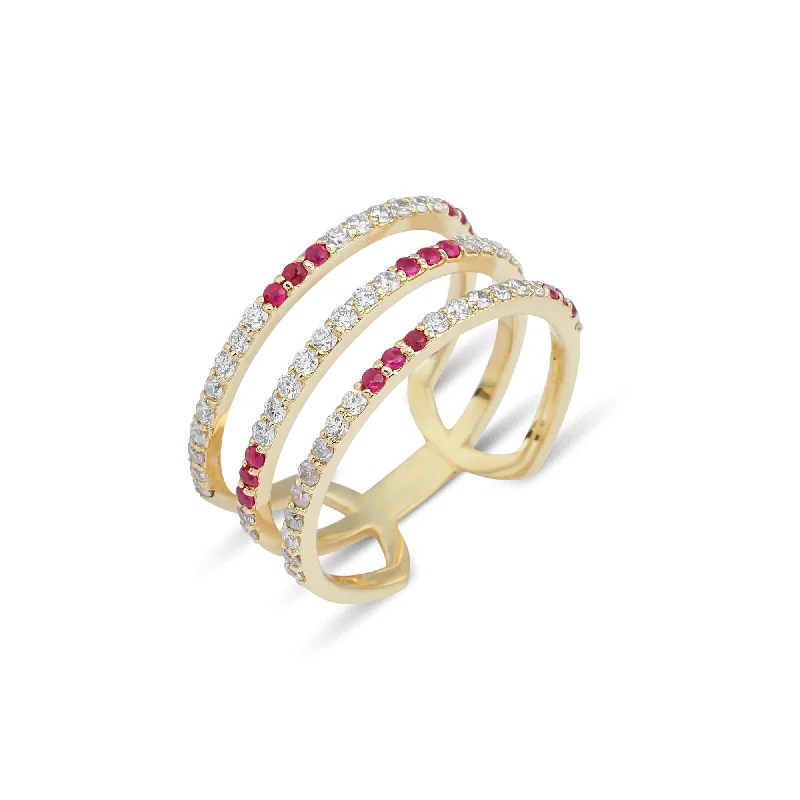 Limited-Time Jewelry Sale – Don't Miss These Deals Artisia Triple Bar 18K Gold Ring w. Diamonds & Rubies Limited-Time Jewelry Sale – Don't Miss These Deals Artisia Triple Bar 18K Gold Ring w. Diamonds & Rubies