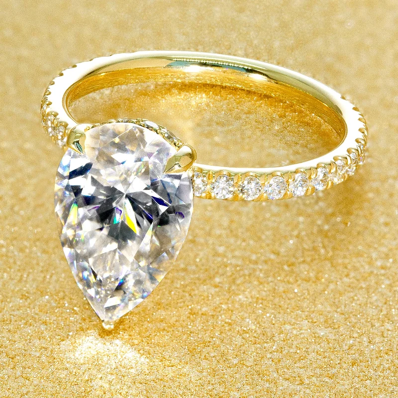 Must-Have Jewelry At Irresistible Discounts The Selina, 3.5ct Elongated Pear-shaped Hidden Halo Ring
