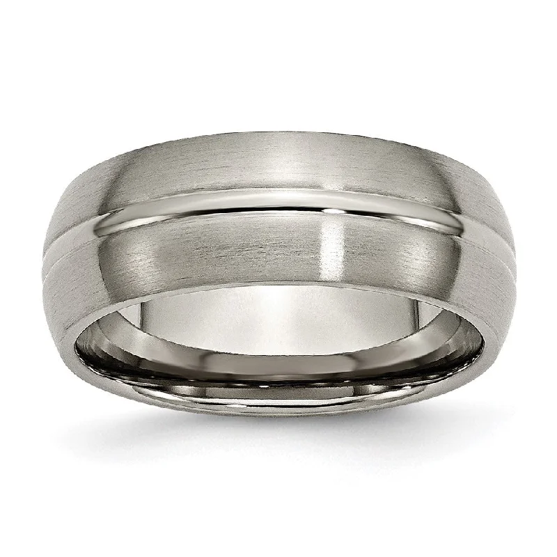 Premium Jewelry, Premium Discounts – Act Fast Titanium, 8mm Grooved Center Domed Standard Fit Band Premium Jewelry, Premium Discounts – Act Fast Titanium, 8mm Grooved Center Domed Standard Fit Band