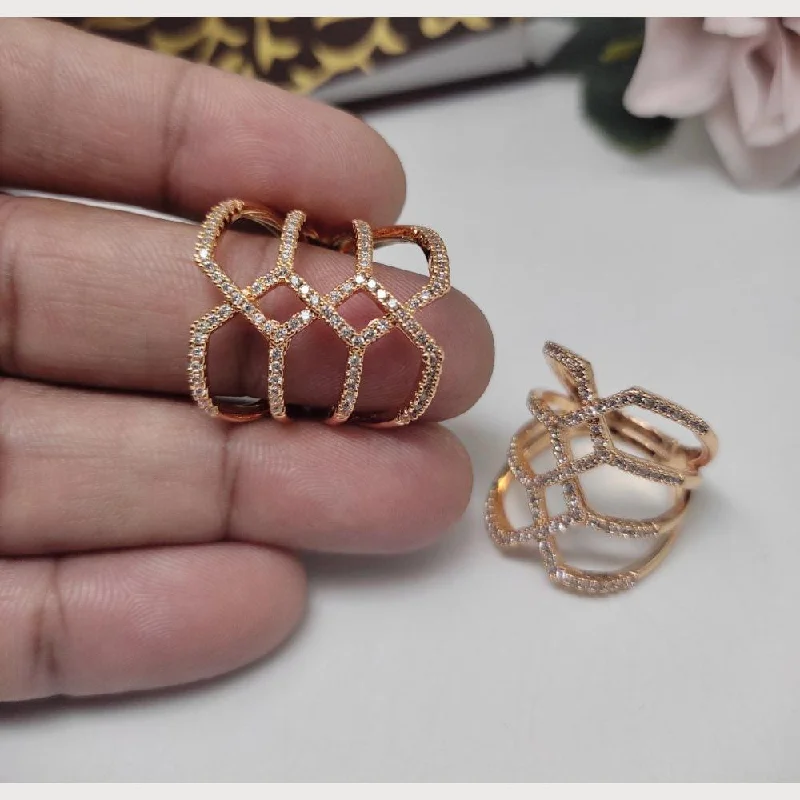 Delicate Crystal Jewelry For Sophisticated Charm Aamrapali Rose Gold Plated Austrian Stone Ring