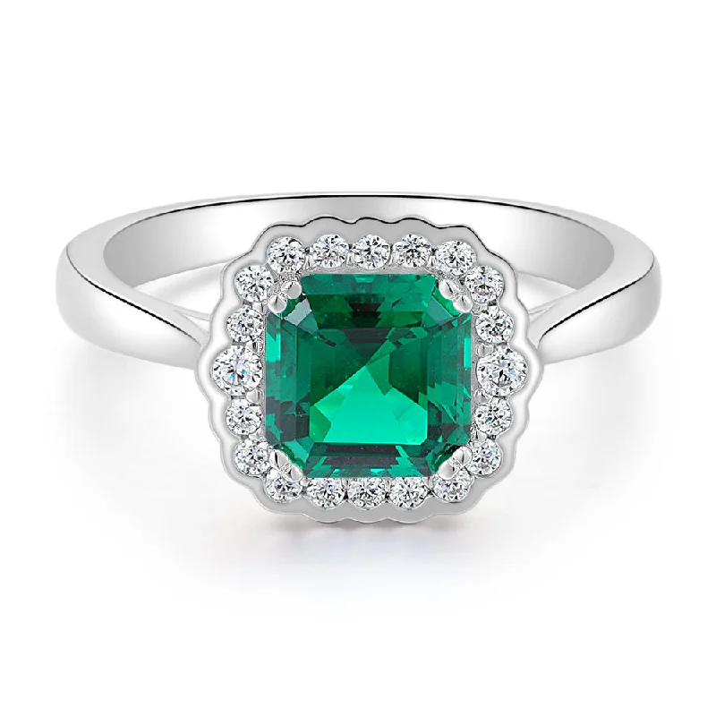 Jewelry Clearance Event – Last Chance For Stunning Deals Dress ring with emerald simulant in sterling silver