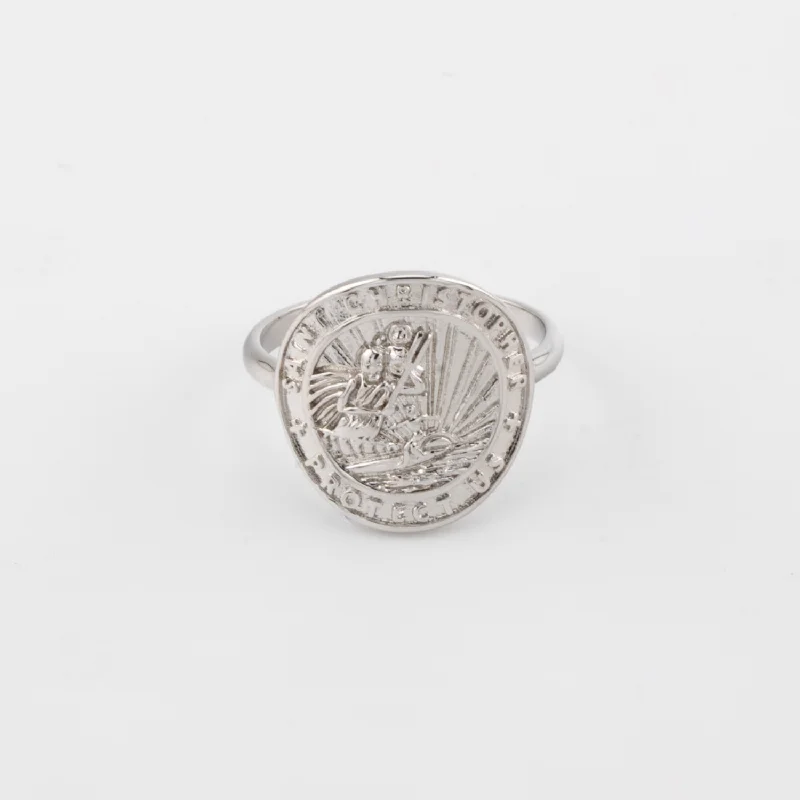 Jewelry Clearance Event – Stock Up Before It's Over Silver St. Christopher Medallion Ring