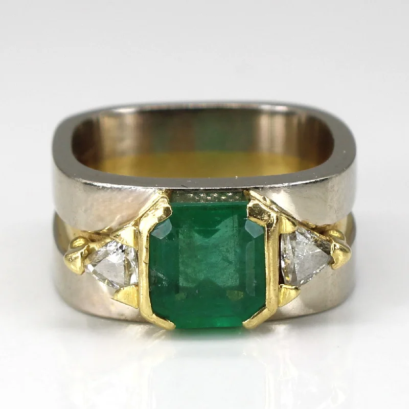 Premium Diamond Jewelry At Once-In-A-Lifetime Discounts Three Stone Emerald & Diamond Ring | 1.40ct | 0.25ctw | SZ 5 |
