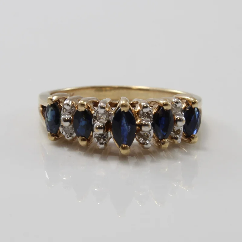Limited-Time Jewelry Sale – Elegant Styles At Less Alternating Blue Sapphire & Diamond Ring | 0.40ctw, 0.08ctw | SZ 6 | Limited-Time Jewelry Sale – Elegant Styles At Less Alternating Blue Sapphire & Diamond Ring | 0.40ctw, 0.08ctw | SZ 6 |