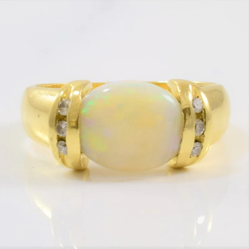 Get The Jewelry You Love At A Price You Love Opal & Diamond Ring | 0.06ctw, 1.10ct | SZ 5 | Get The Jewelry You Love At A Price You Love Opal & Diamond Ring | 0.06ctw, 1.10ct | SZ 5 |