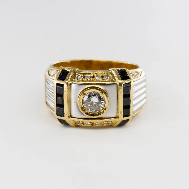 Exclusive Jewelry Sale Event – Shop Now Bezel Set Diamond & Sapphire Two Tone Band | 0.51ctw, 0.70ctw | SZ 8 | Exclusive Jewelry Sale Event – Shop Now Bezel Set Diamond & Sapphire Two Tone Band | 0.51ctw, 0.70ctw | SZ 8 |