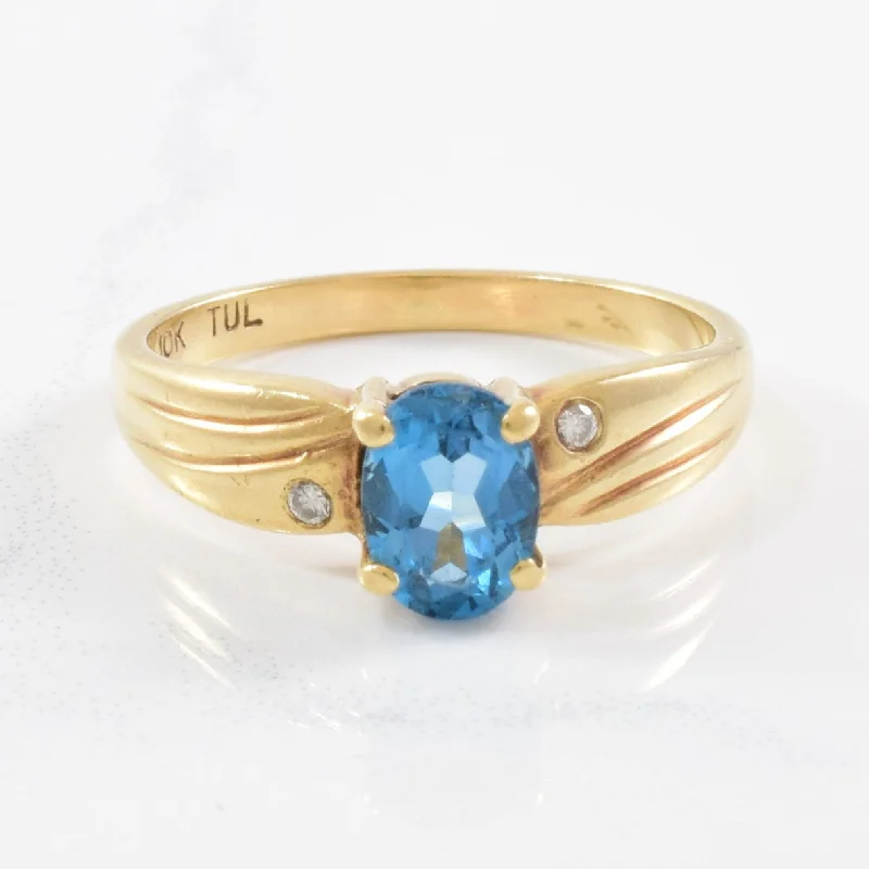Sparkle For Less – Shop Jewelry Deals Now Blue Topaz & Diamond Twist Ring | 0.02ctw, 0.80ct | SZ 7 | Sparkle For Less – Shop Jewelry Deals Now Blue Topaz & Diamond Twist Ring | 0.02ctw, 0.80ct | SZ 7 |