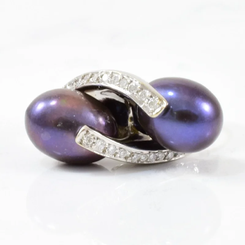 Chic And Stylish Jewelry At Discounted Prices Bypass Diamond & Black Pearl Ring | 0.20ctw, 14.25ctw | SZ 7 | Chic And Stylish Jewelry At Discounted Prices Bypass Diamond & Black Pearl Ring | 0.20ctw, 14.25ctw | SZ 7 |