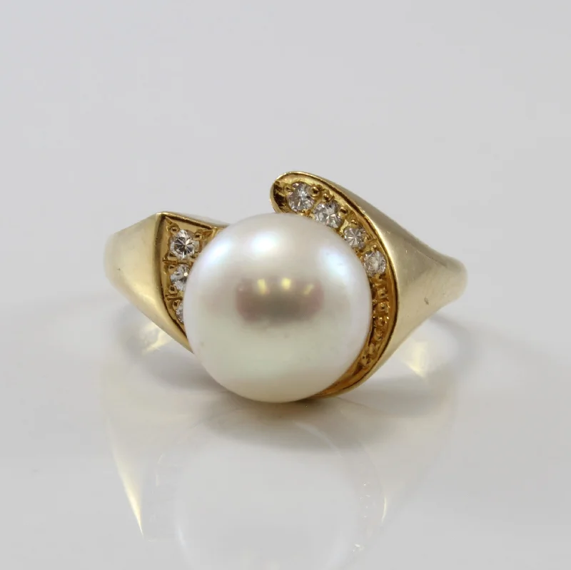 Seasonal Jewelry Sale – Upgrade Your Collection Bypass Pearl & Diamond Ring | 4.65ct, 0.06ctw | SZ 4.75 | Seasonal Jewelry Sale – Upgrade Your Collection Bypass Pearl & Diamond Ring | 4.65ct, 0.06ctw | SZ 4.75 |