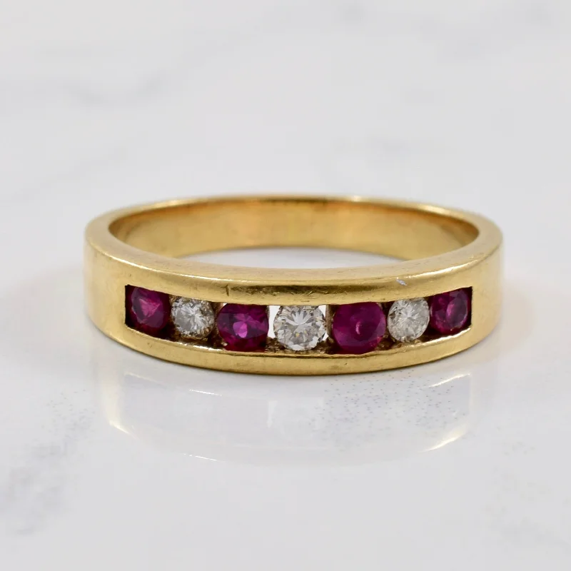 Celebrate Every Occasion With Sparkling Savings Channel Set Diamond & Ruby Band | 0.15ctw, 0.24ctw | SZ 7.75 | Celebrate Every Occasion With Sparkling Savings Channel Set Diamond & Ruby Band | 0.15ctw, 0.24ctw | SZ 7.75 |