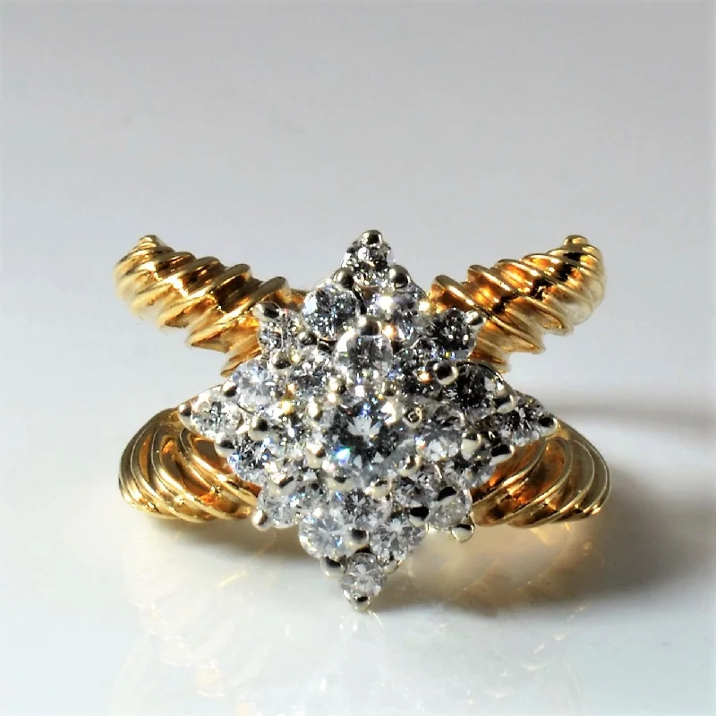 Jewelry Clearance Sale – Final Reductions Crossover Cluster Ring | 1.04ctw | SZ 5.75 | Jewelry Clearance Sale – Final Reductions Crossover Cluster Ring | 1.04ctw | SZ 5.75 |