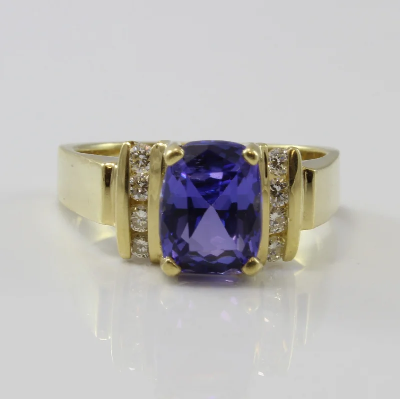 High-Quality Gemstone Jewelry For Special Occasions Cushion Cut Tanzanite & Diamond Ring | 2.50ct, 0.20ctw | SZ 7 |