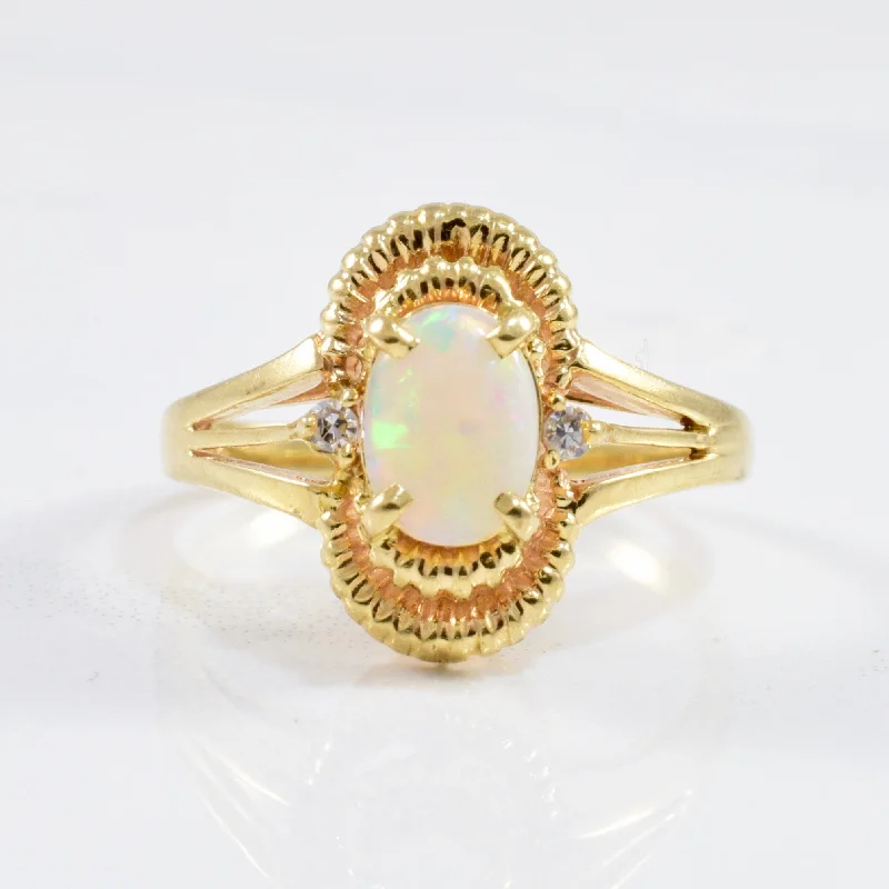 Unique Jewelry For Less – Shop The Sale Now Split Shank Opal & Diamond Ring | 0.03ctw, 0.35ct | SZ 7.25 | Unique Jewelry For Less – Shop The Sale Now Split Shank Opal & Diamond Ring | 0.03ctw, 0.35ct | SZ 7.25 |