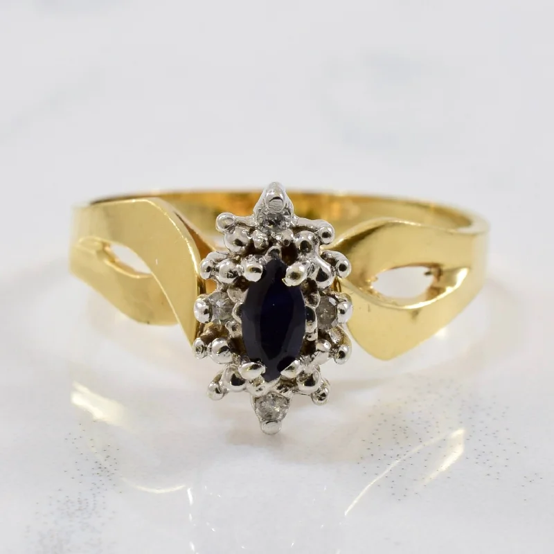 Get The Sparkle You Love At Prices You Adore Diamond Halo Marquise Sapphire Ring | 0.04ctw, 0.08ctw | SZ 6 | Get The Sparkle You Love At Prices You Adore Diamond Halo Marquise Sapphire Ring | 0.04ctw, 0.08ctw | SZ 6 |