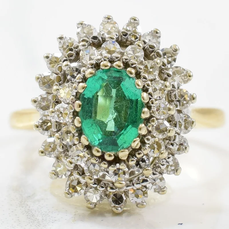 Elegant Jewelry Styles At Budget-Friendly Prices Double Halo Diamond & Emerald Ring | 0.50ctw, 0.55ct | SZ 5 | Elegant Jewelry Styles At Budget-Friendly Prices Double Halo Diamond & Emerald Ring | 0.50ctw, 0.55ct | SZ 5 |