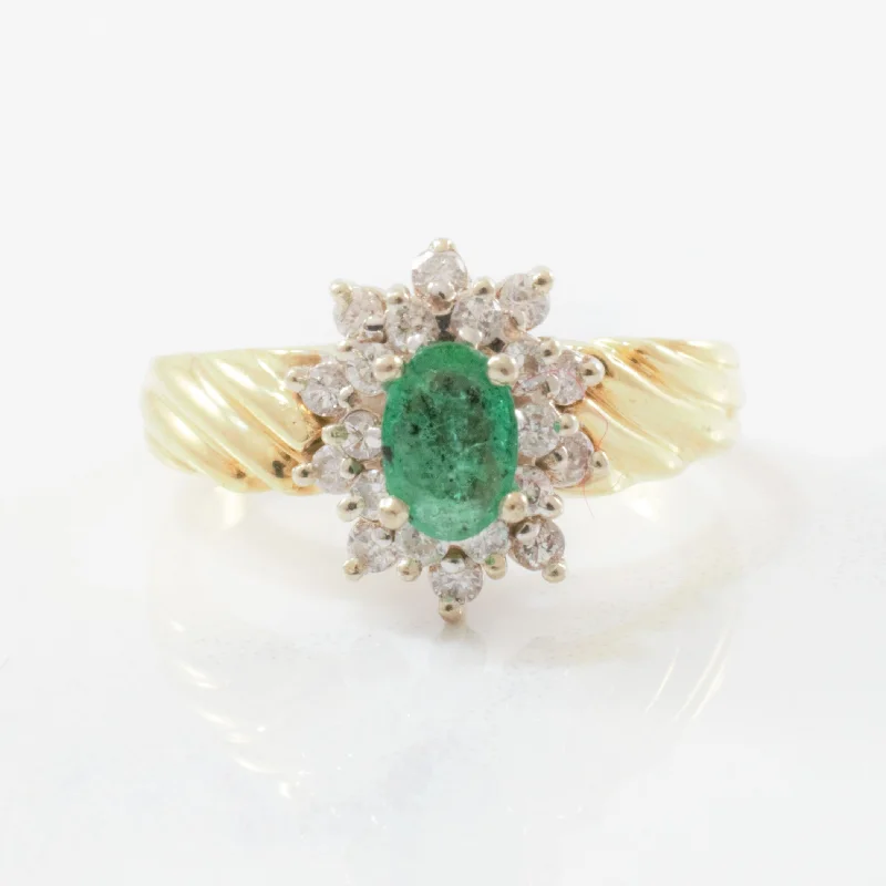 Exclusive Gemstone Jewelry At Special Prices Emerald & Diamond Halo Ring | 0.30ctw, 0.38ct | SZ 5.75 | Exclusive Gemstone Jewelry At Special Prices Emerald & Diamond Halo Ring | 0.30ctw, 0.38ct | SZ 5.75 |