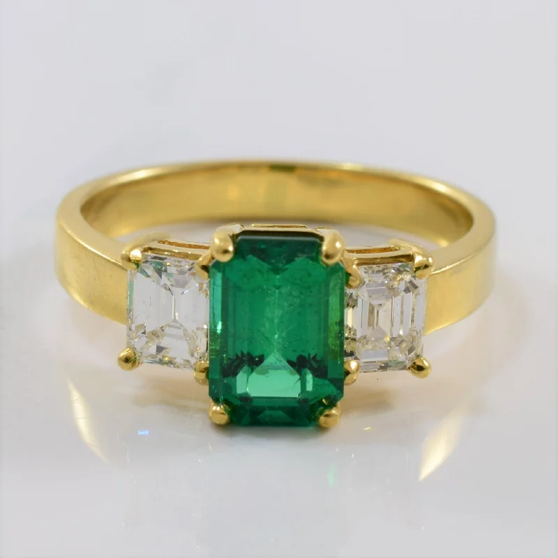Jewelry Clearance – Final Chance To Save Big Emerald & Diamond Three Stone Ring | 0.90ctw, 1.50ct | SZ 8 | Jewelry Clearance – Final Chance To Save Big Emerald & Diamond Three Stone Ring | 0.90ctw, 1.50ct | SZ 8 |