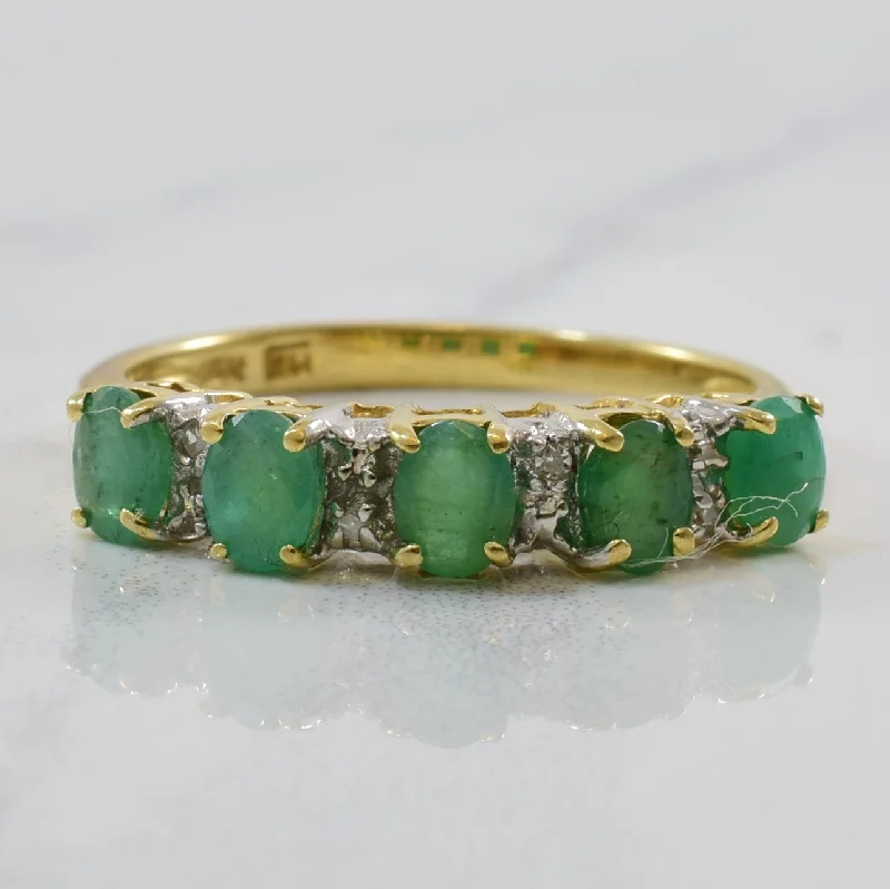 Upgrade Your Collection With Our Limited-Time Jewelry Sale Five Stone Emerald & Diamond Ring | 0.01ctw, 0.75ctw | SZ 6.5 | Upgrade Your Collection With Our Limited-Time Jewelry Sale Five Stone Emerald & Diamond Ring | 0.01ctw, 0.75ctw | SZ 6.5 |