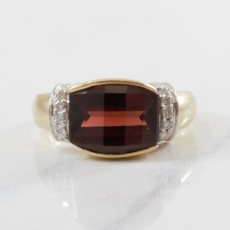 Premium Jewelry Now Available At Special Discounts Semi Bezel Set Garnet & Diamond Ring | 0.10 ctw SZ 6.5 | Premium Jewelry Now Available At Special Discounts Semi Bezel Set Garnet & Diamond Ring | 0.10 ctw SZ 6.5 |