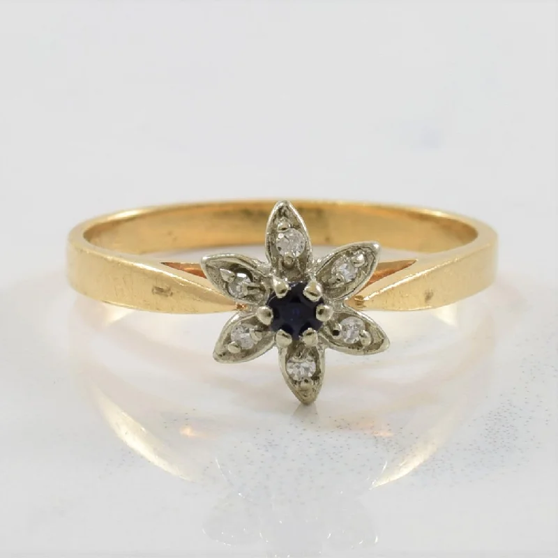 Sparkle On A Budget – Fine Jewelry For Less High Set Floral Diamond & Sapphire Ring | 0.03ctw, 0.07ct | SZ 6 | Sparkle On A Budget – Fine Jewelry For Less High Set Floral Diamond & Sapphire Ring | 0.03ctw, 0.07ct | SZ 6 |