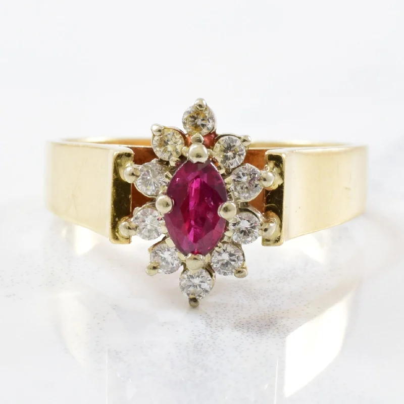 Jewelry Sale Bonanza – Grab Your Sparkle Now High Set Floral Ruby & Diamond Halo Ring | 0.20ctw, 0.30ct | SZ 7 | Jewelry Sale Bonanza – Grab Your Sparkle Now High Set Floral Ruby & Diamond Halo Ring | 0.20ctw, 0.30ct | SZ 7 |