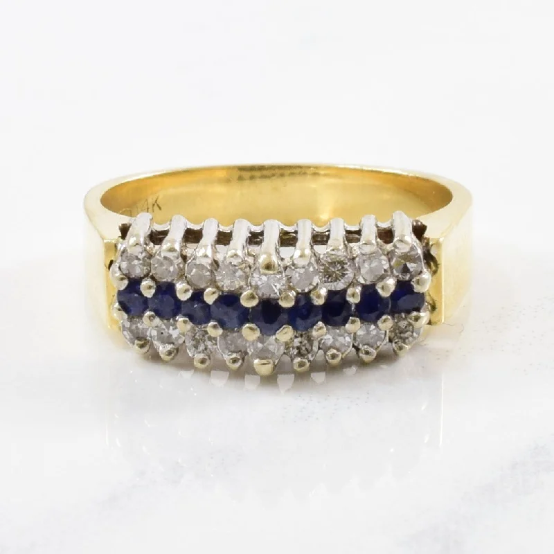 Affordable Glamour – Premium Jewelry At Special Prices Three Row Sapphire & Diamond Ring | 0.25ctw, 0.15ctw | SZ 6 | Affordable Glamour – Premium Jewelry At Special Prices Three Row Sapphire & Diamond Ring | 0.25ctw, 0.15ctw | SZ 6 |