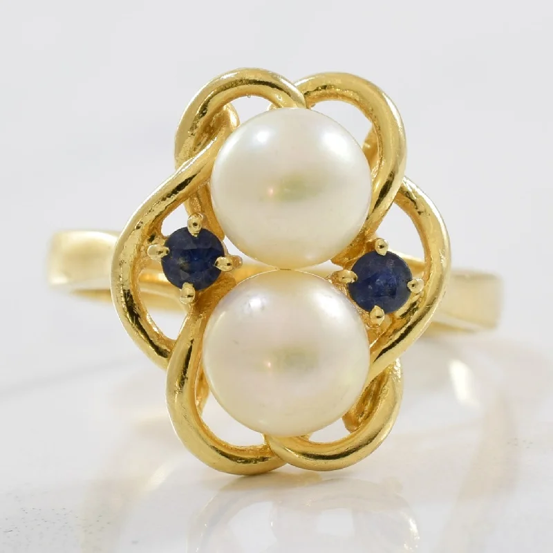 Breathtaking Jewelry, Breathtaking Prices Double Sapphire & Pearl Ring | 0.20ctw, 3.80ctw | SZ 8 | Breathtaking Jewelry, Breathtaking Prices Double Sapphire & Pearl Ring | 0.20ctw, 3.80ctw | SZ 8 |