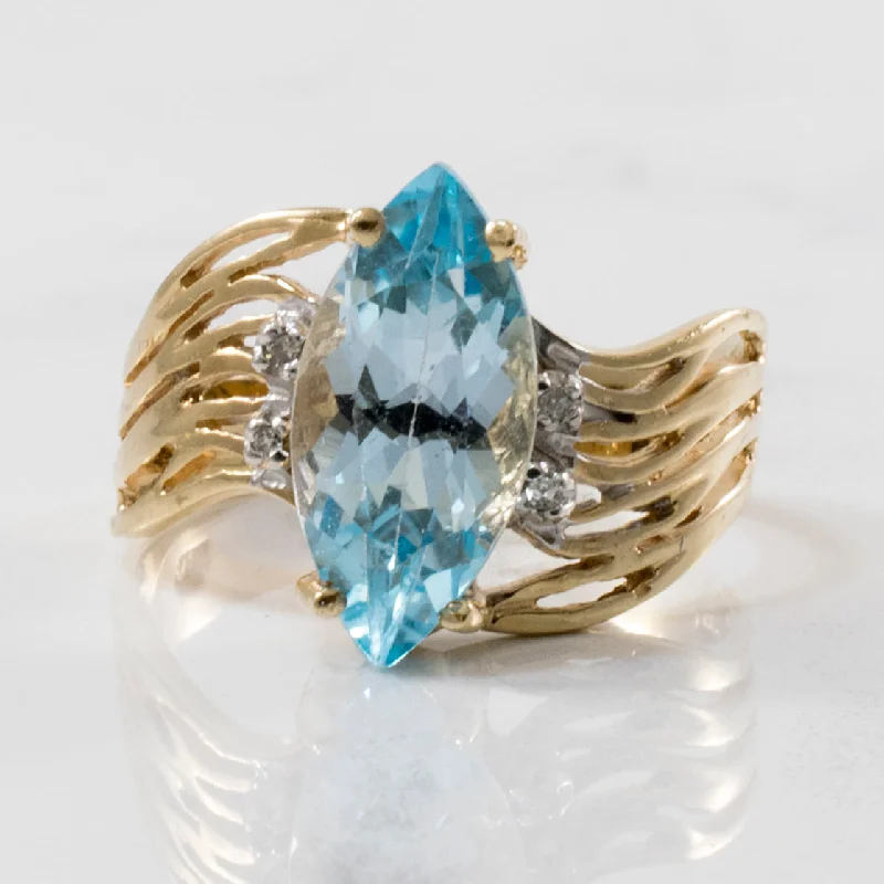 Timeless Jewelry At Special Discount Rates Marquise Blue Topaz Wave Ring | 3.40ct, 0.02ctw | SZ 8 | Timeless Jewelry At Special Discount Rates Marquise Blue Topaz Wave Ring | 3.40ct, 0.02ctw | SZ 8 |