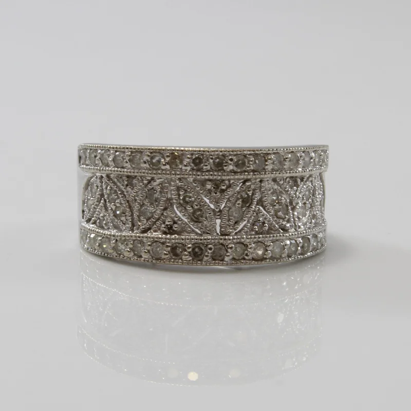 Special Offers On Handcrafted And Designer Jewelry Milgrain Detailed Filigree Diamond Tapered Band | 0.28ctw | SZ 7.25 | Special Offers On Handcrafted And Designer Jewelry Milgrain Detailed Filigree Diamond Tapered Band | 0.28ctw | SZ 7.25 |