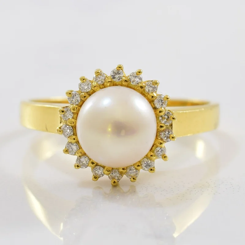 Fine Jewelry, Limited-Time Offers Available Pearl & Diamond Halo Ring | 0.18ctw, 3.10ct | SZ 9.25 | Fine Jewelry, Limited-Time Offers Available Pearl & Diamond Halo Ring | 0.18ctw, 3.10ct | SZ 9.25 |