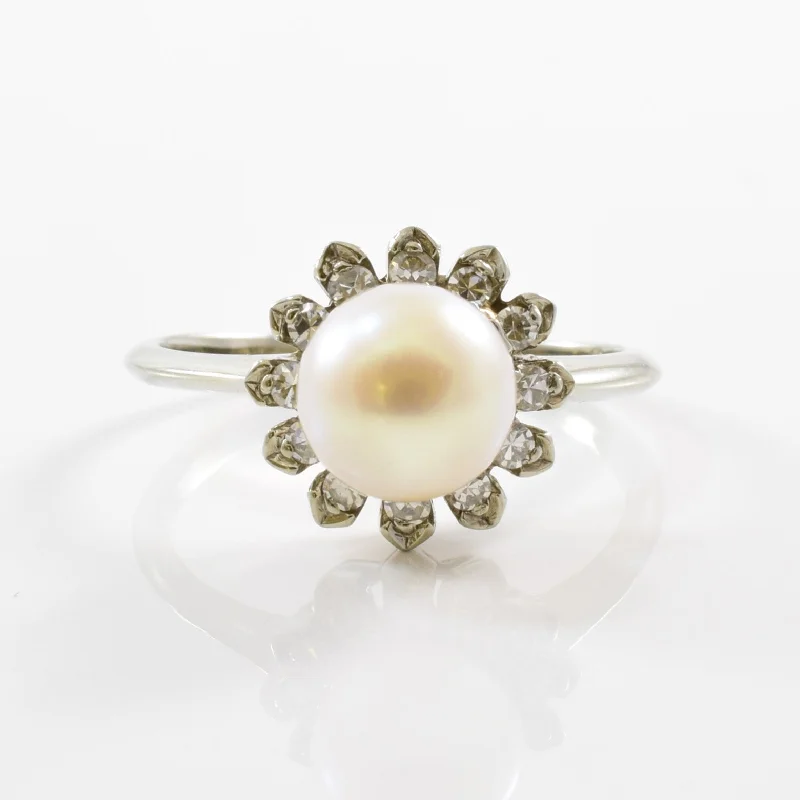 Trending Jewelry Now Available At Exclusive Prices Retro Era Pearl & Diamond Halo Ring | 0.18 ctw | SZ 7.5 | Trending Jewelry Now Available At Exclusive Prices Retro Era Pearl & Diamond Halo Ring | 0.18 ctw | SZ 7.5 |