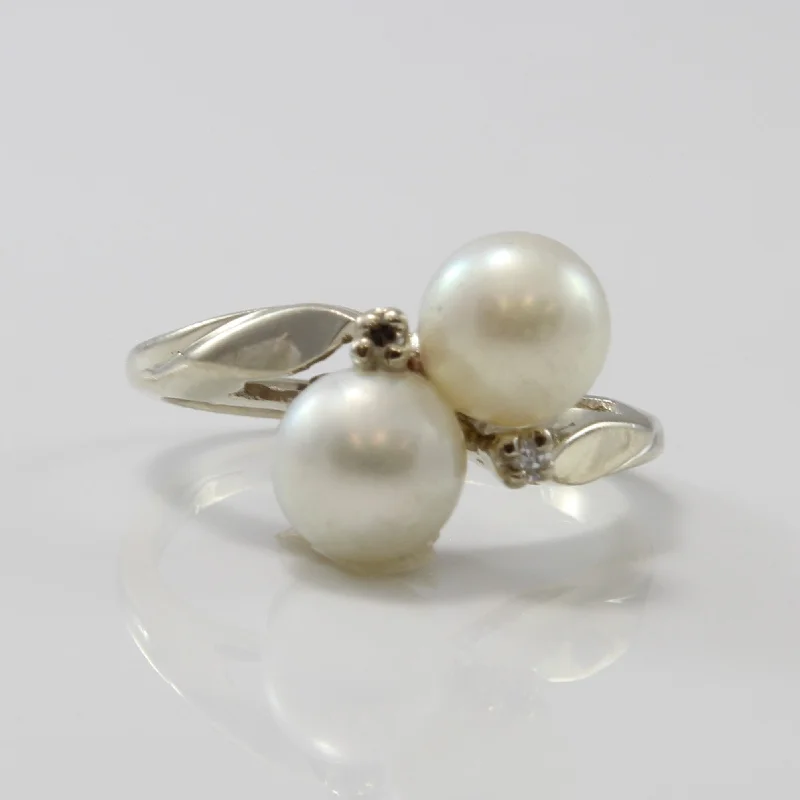Shop Trending Jewelry With Exclusive Savings Two Pearl Bypass Ring | 0.02ctw, 3.60ctw | SZ 4.75 | Shop Trending Jewelry With Exclusive Savings Two Pearl Bypass Ring | 0.02ctw, 3.60ctw | SZ 4.75 |
