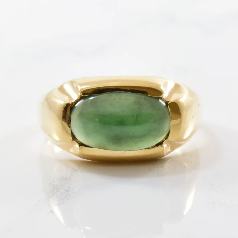 Bohemian-Inspired Jewelry For Free-Spirited Fashion Jadeite Jade Cabochon Ring | 3.75ct | SZ 11.5 | Bohemian-Inspired Jewelry For Free-Spirited Fashion Jadeite Jade Cabochon Ring | 3.75ct | SZ 11.5 |