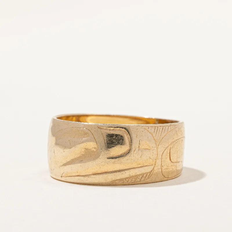 Luxury Jewelry Without The Luxury Price Tag Indigenous Raven Art Gold Band | SZ 9.5 | Luxury Jewelry Without The Luxury Price Tag Indigenous Raven Art Gold Band | SZ 9.5 |