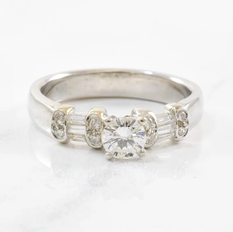 Timeless Elegance Now At Special Discounts Baguette Flanked Round Brilliant Engagement Ring | 0.41ctw | SZ 6 | Timeless Elegance Now At Special Discounts Baguette Flanked Round Brilliant Engagement Ring | 0.41ctw | SZ 6 |