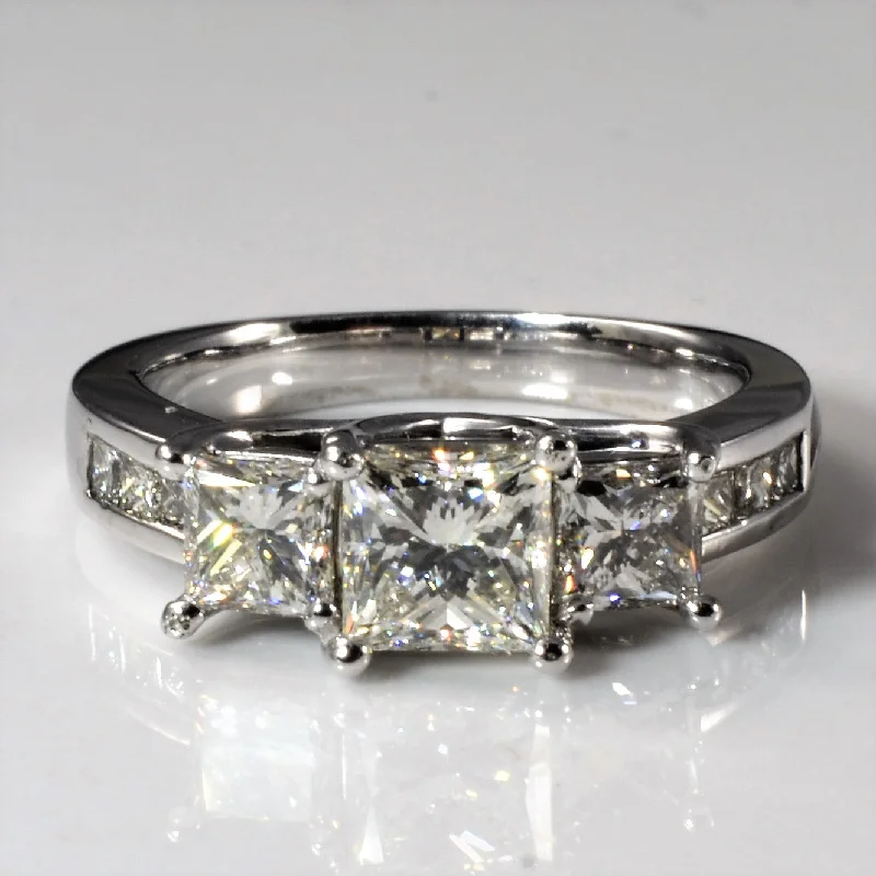 Grab Your Dream Jewelry At The Lowest Prices Three Stone Princess Diamond Engagement Ring | 1.39ctw | SZ 4.5 | Grab Your Dream Jewelry At The Lowest Prices Three Stone Princess Diamond Engagement Ring | 1.39ctw | SZ 4.5 |