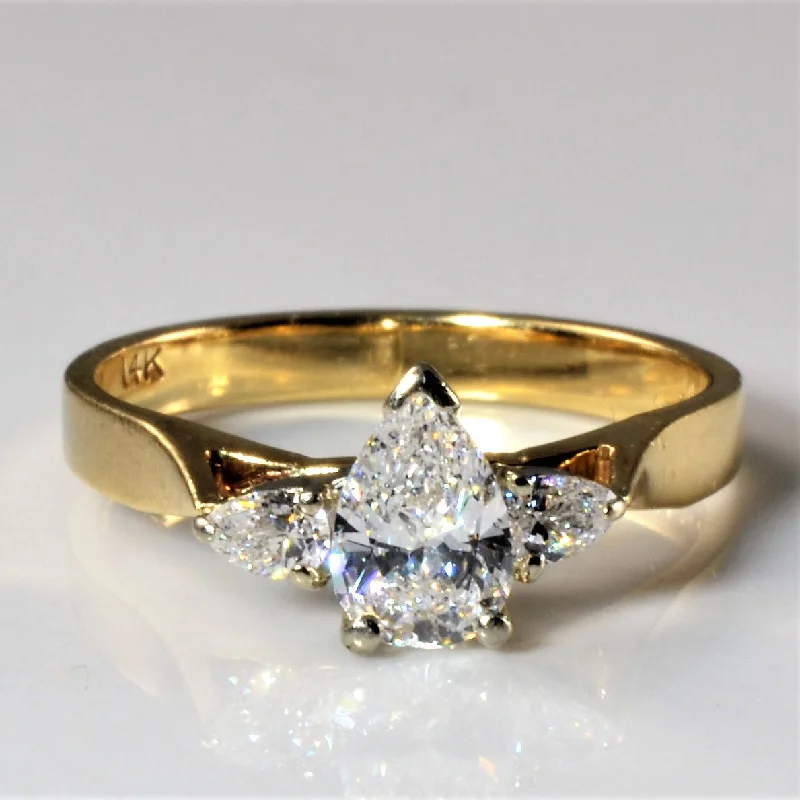 Huge Markdowns On Premium Jewelry Styles Three Stone Pear Cut Diamond Ring | 0.73ctw | SZ 5.25 | Huge Markdowns On Premium Jewelry Styles Three Stone Pear Cut Diamond Ring | 0.73ctw | SZ 5.25 |