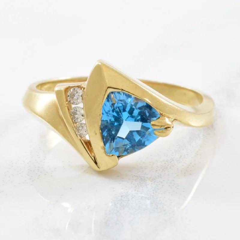 Get The Sparkle You Love At Prices You Adore Trillion Blue Topaz & Diamond Bypass Ring | 0.04ctw, 0.76ct | SZ 6.25 | Get The Sparkle You Love At Prices You Adore Trillion Blue Topaz & Diamond Bypass Ring | 0.04ctw, 0.76ct | SZ 6.25 |