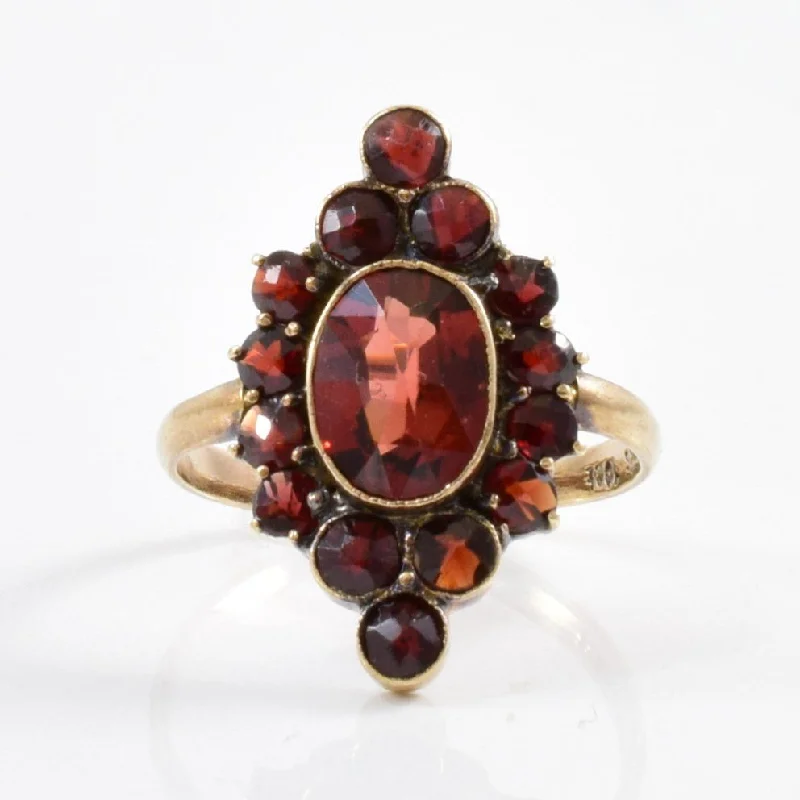 Eco-Friendly Sustainable Jewelry For Conscious Buyers 'Birks' Garnet Cluster Ring Circa 1930s | SZ 3.5 | Eco-Friendly Sustainable Jewelry For Conscious Buyers 'Birks' Garnet Cluster Ring Circa 1930s | SZ 3.5 |
