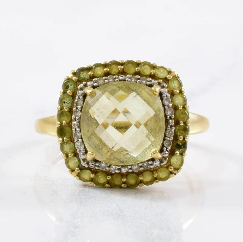 Sparkle On A Budget – Fine Jewelry For Less Peridot & Diamond Cocktail Ring | 0.08ctw, 3.75ctw | SZ 7 | Sparkle On A Budget – Fine Jewelry For Less Peridot & Diamond Cocktail Ring | 0.08ctw, 3.75ctw | SZ 7 |