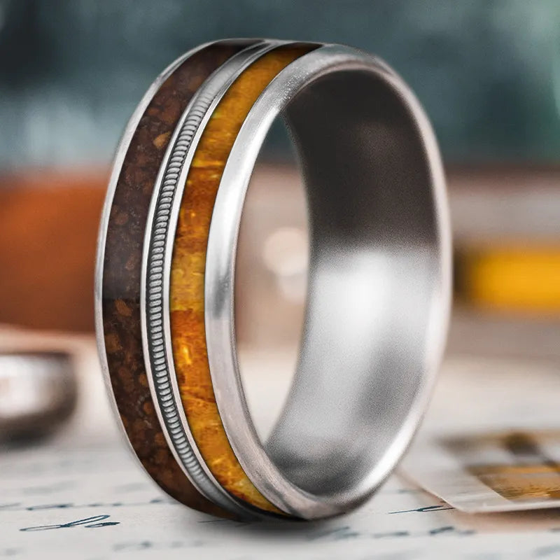 Personalized Jewelry At Special Discount Rates Custom Design - 3-Inlay Metal Center Ring 9cw56L08gD662HBgOFL9Quq-