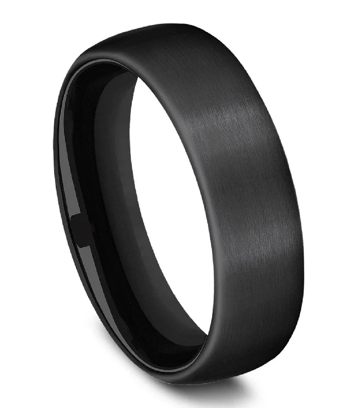 Dainty Floral Jewelry For Feminine Elegance Benchmark Black Titanium Satin Finish Comfort Fit Band- 6.5mm Dainty Floral Jewelry For Feminine Elegance Benchmark Black Titanium Satin Finish Comfort Fit Band- 6.5mm
