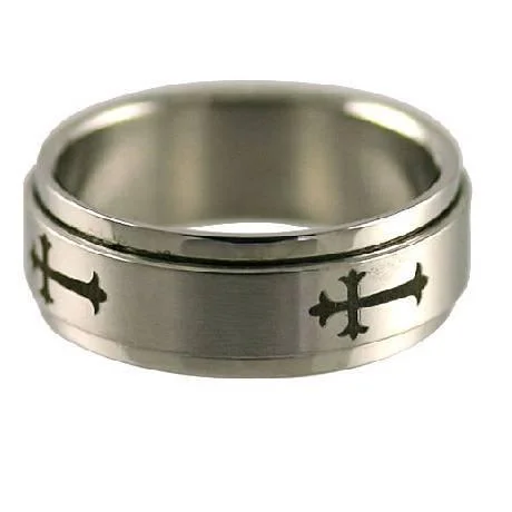 Get The Sparkle You Love At Prices You Adore Stainless Steel Cross Spinner Ring-8mm
