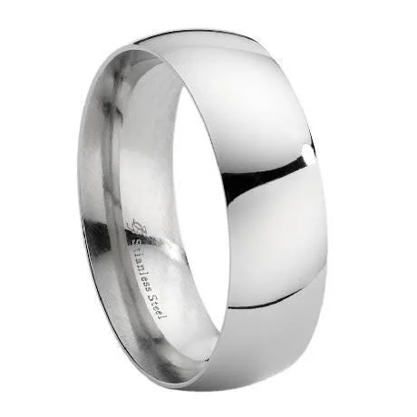 Shop Dazzling Rings, Earrings, And More At Special Discounts 8mm Stainless Steel Domed Wedding Ring Shop Dazzling Rings, Earrings, And More At Special Discounts 8mm Stainless Steel Domed Wedding Ring
