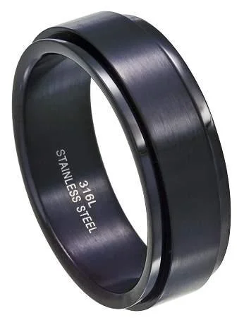 Once-A-Year Jewelry Sale – Grab Your Favorites Now Men's Black Stainless Steel 8mm Spinner Ring with Polished Finish Once-A-Year Jewelry Sale – Grab Your Favorites Now Men's Black Stainless Steel 8mm Spinner Ring with Polished Finish