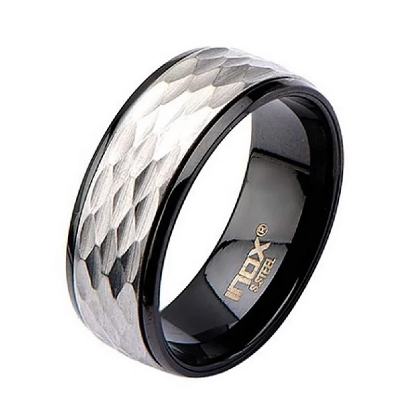 Luxury Handcrafted Jewelry For Elegant Looks Men's Stainless Steel Matte and IP Black Polished Spinner Ring-8mm Luxury Handcrafted Jewelry For Elegant Looks Men's Stainless Steel Matte and IP Black Polished Spinner Ring-8mm