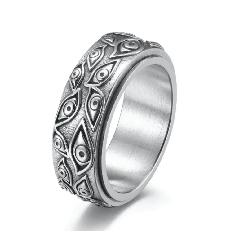 Your Dream Jewelry At Dream Prices – Shop Now Evil Eye Anxiety Fidget Spinner Band Ring in Stainless Steel -8mm Your Dream Jewelry At Dream Prices – Shop Now Evil Eye Anxiety Fidget Spinner Band Ring in Stainless Steel -8mm
